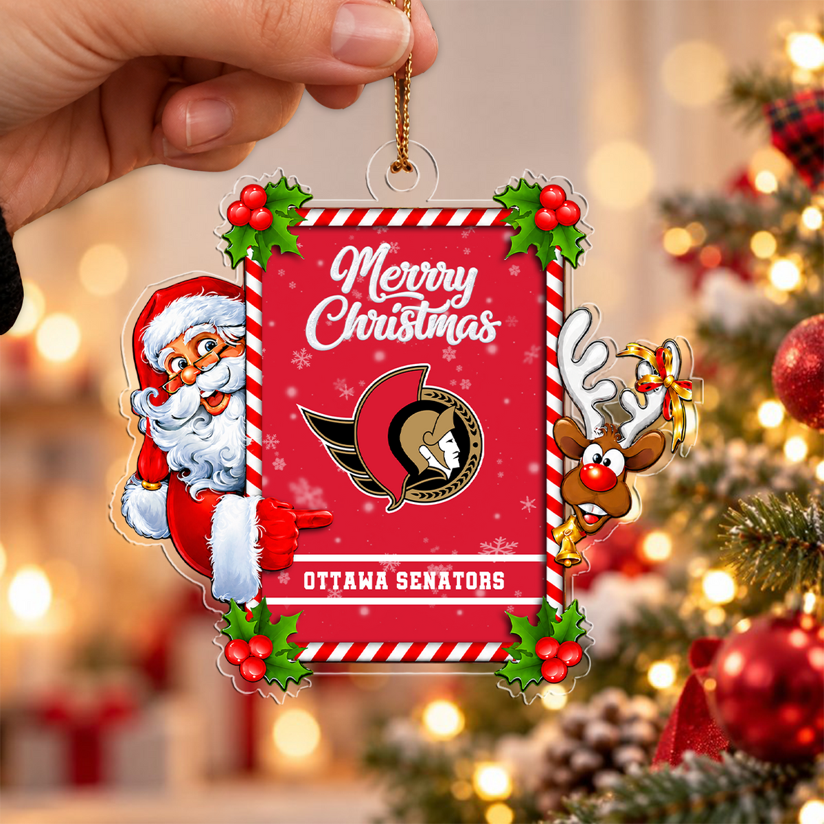 VIRAL EDITION - NEW CUSTOMIZED NHL29 OSN OTTAWA SENATORS CHRISTMAS ACRYLIC ORNAMENT