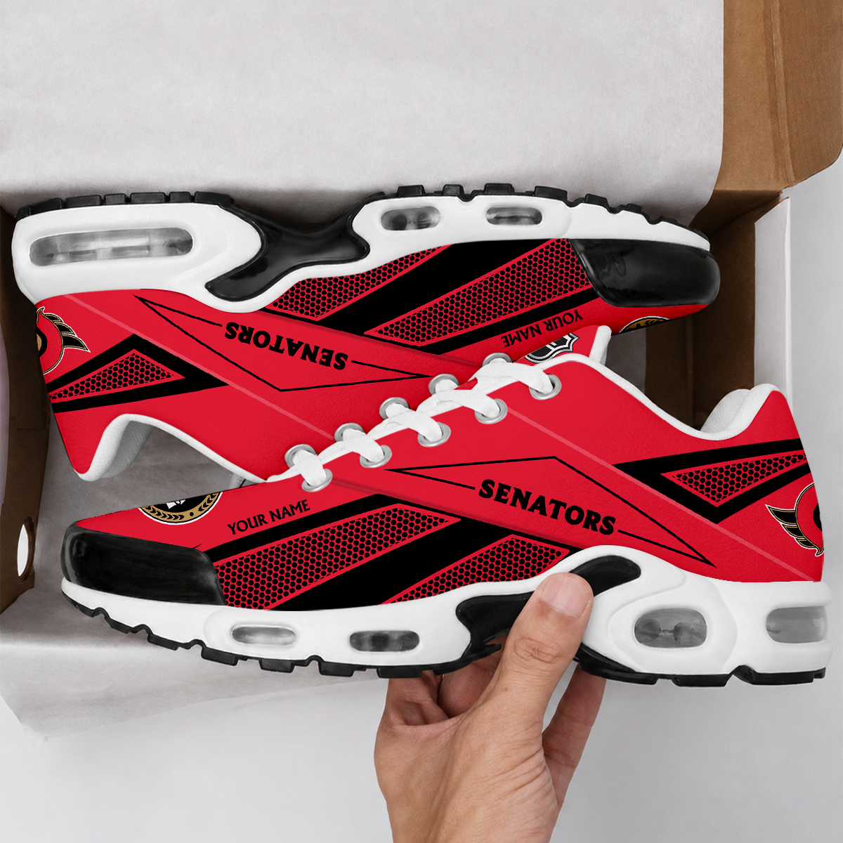 LIMITED EDITION - NEW CUSTOMIZED NHL29 OSN OTTAWA SENATORS AIR MAX PLUS SNEAKERS