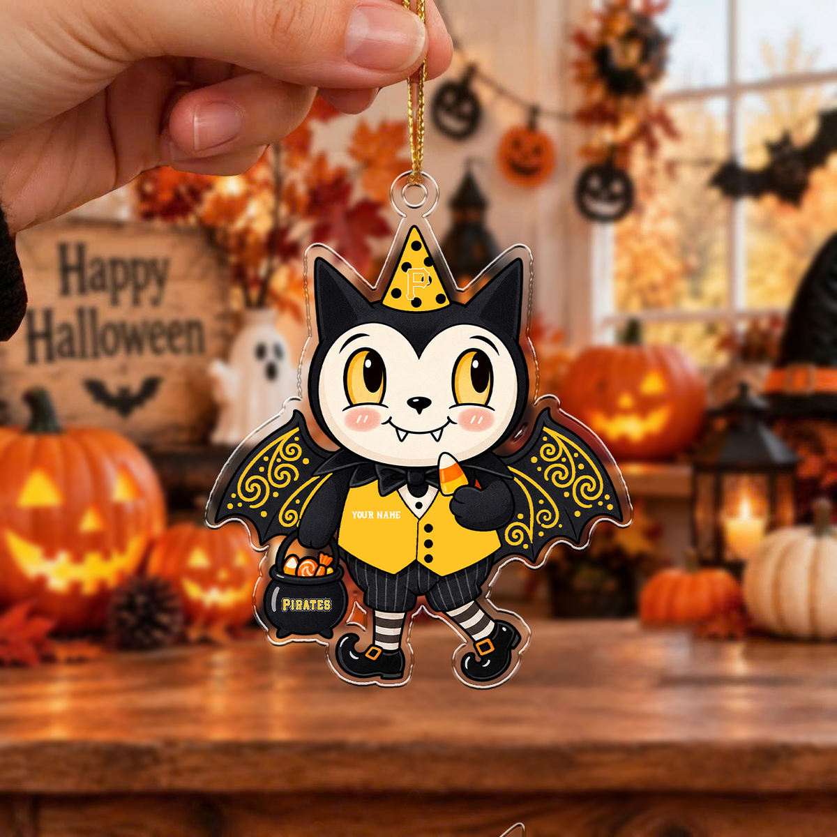 SPECIAL EDITION - NEW CUSTOMIZED MLB29 PHP PITTSBURGH PIRATES HALLOWEEN ACRYLIC ORNAMENT