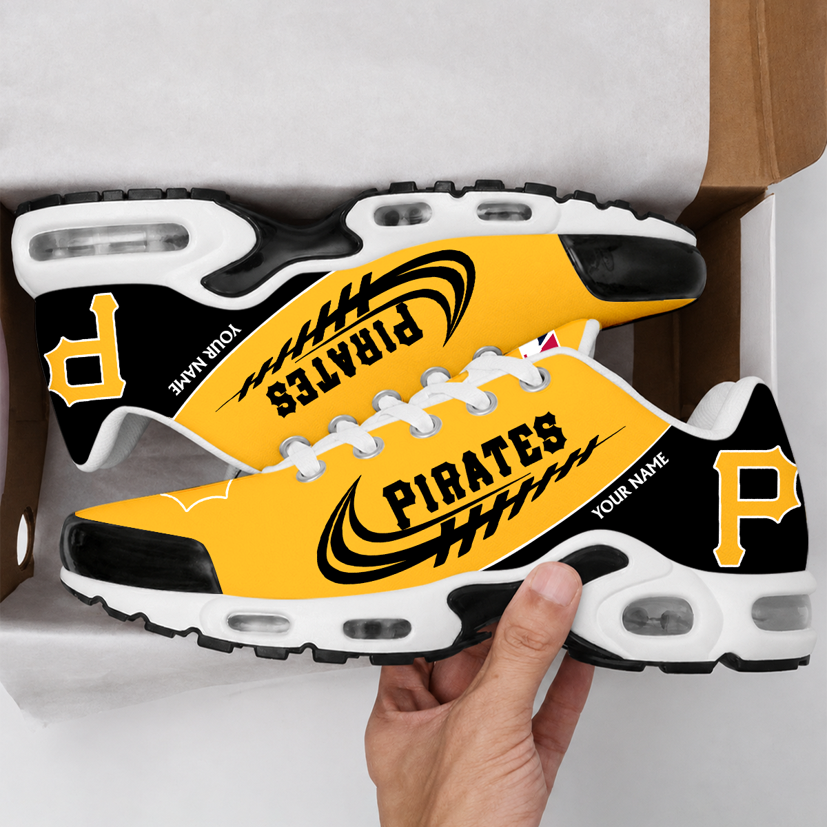 VIRAL EDITION - NEW CUSTOMIZED MLB29 PHP PITTSBURGH PIRATES AIR MAX PLUS SNEAKERS
