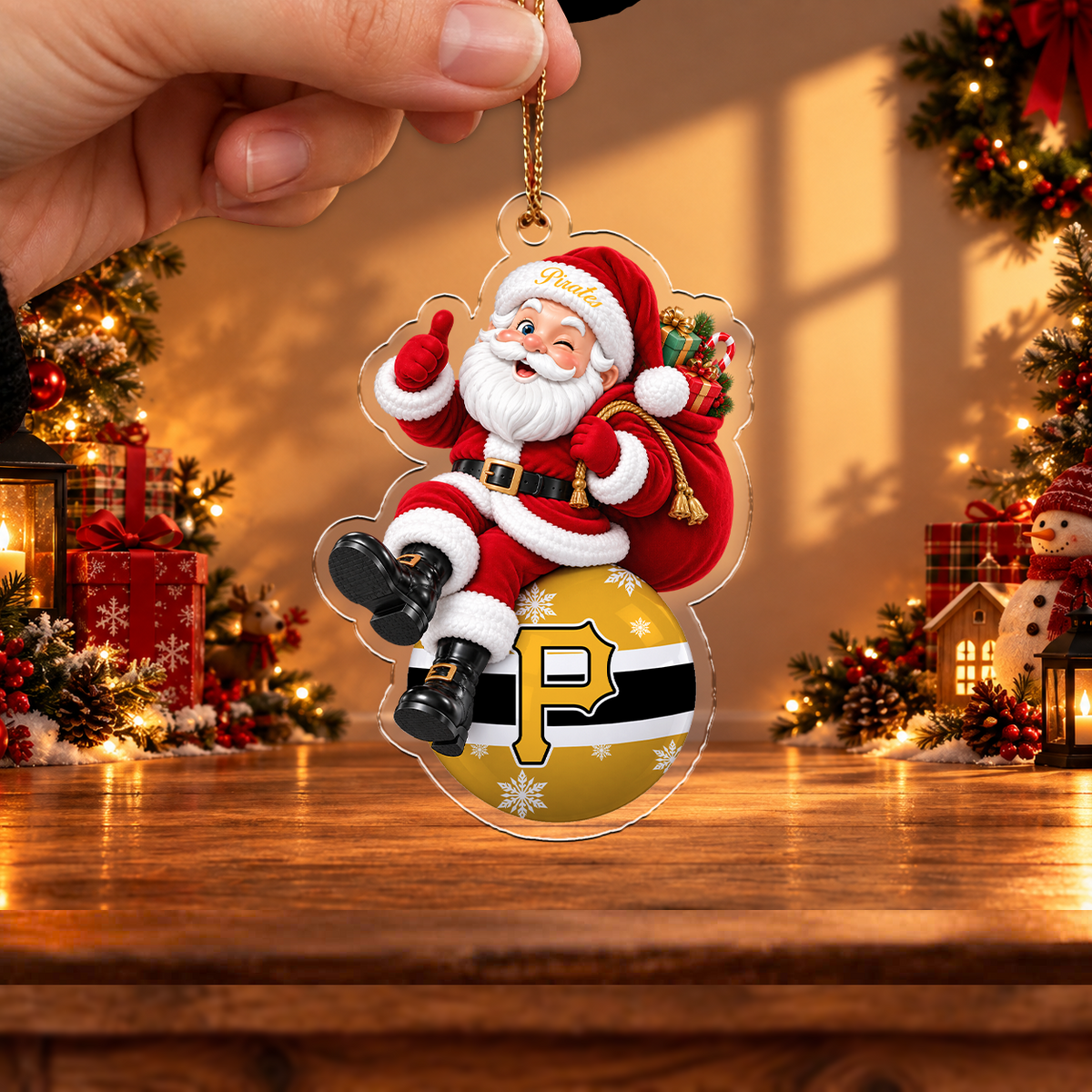 FLASH SALE - NEW CUSTOMIZED MLB29 PHP PITTSBURGH PIRATES CHRISTMAS ACRYLIC ORNAMENT