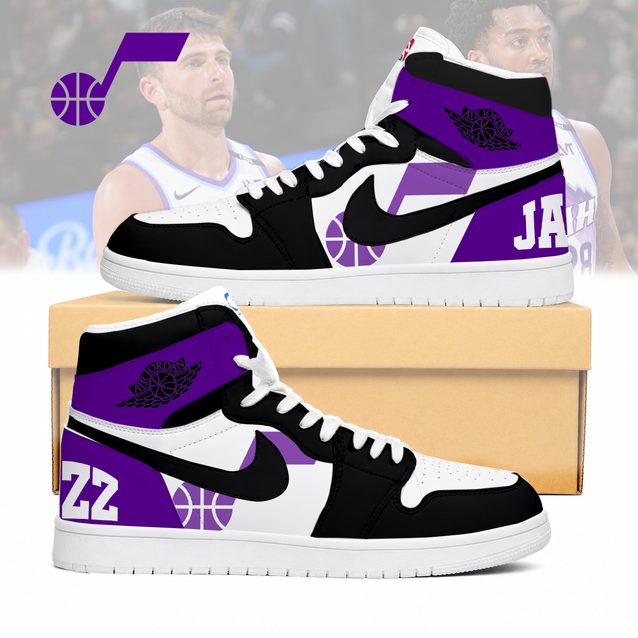 FINAL SALE - NEW CUSTOMIZED NBA29 UJZ UTAH JAZZ AIR JORDAN SNEAKERS