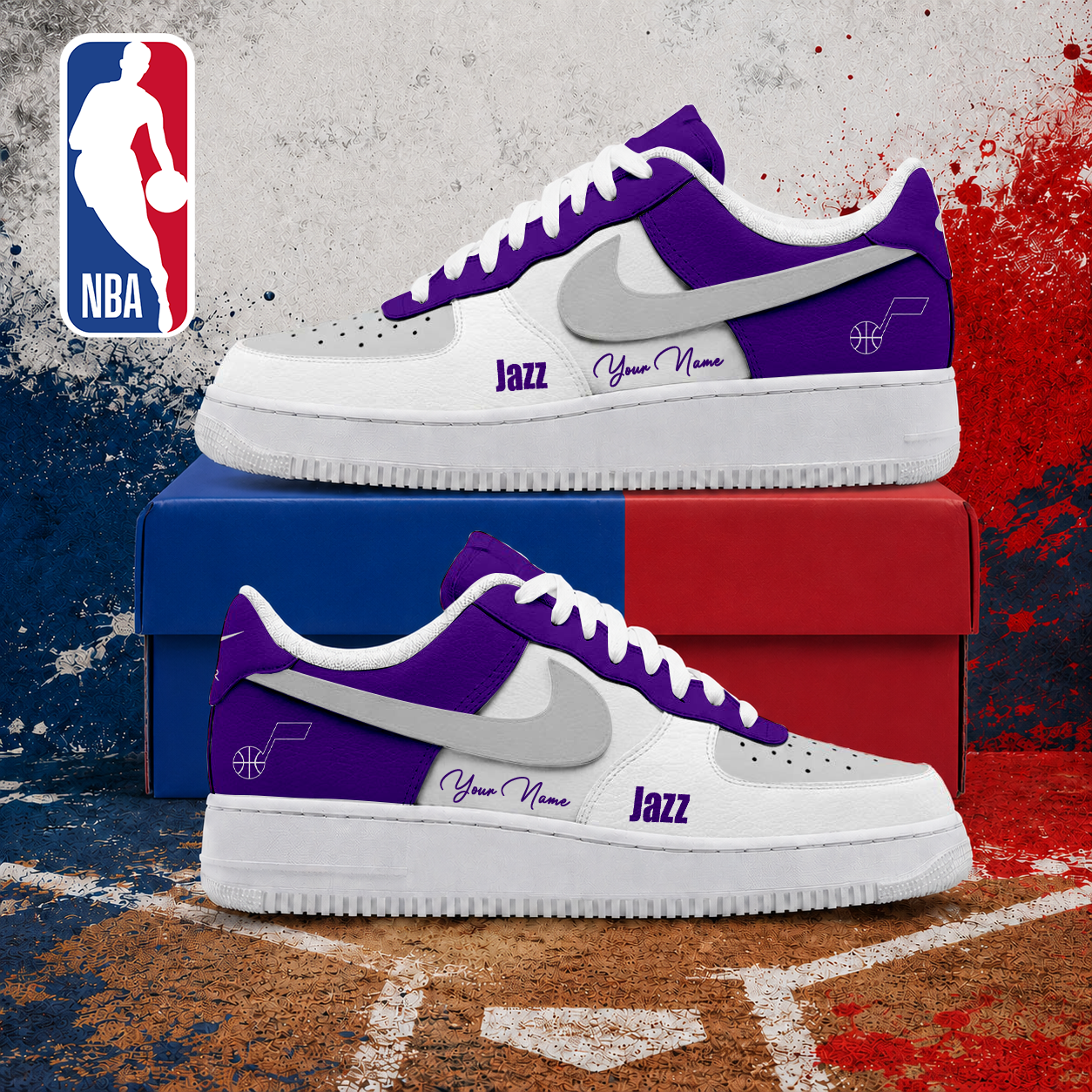 FINAL SALE - NEW CUSTOMIZED NBA29 UJZ UTAH JAZZ AF1 SNEAKERS