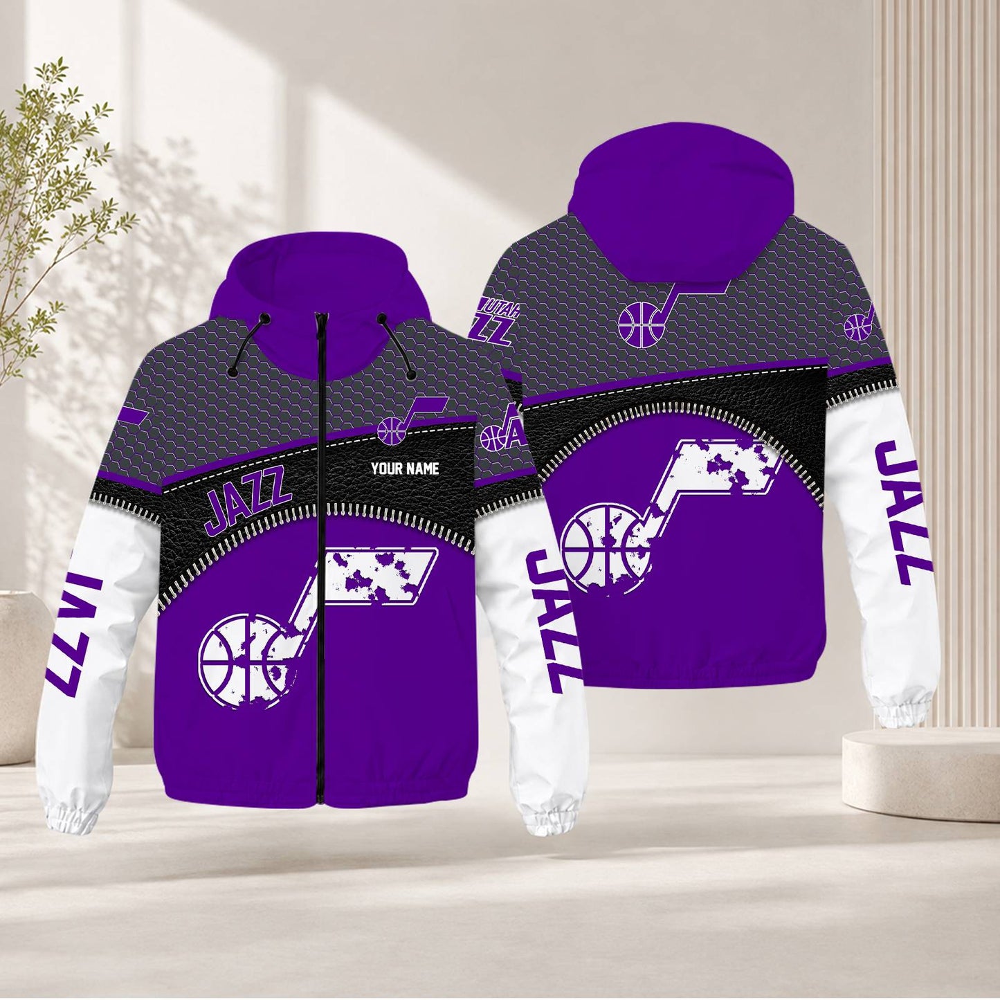 FLASH SALE - NEW CUSTOMIZED NBA29 UJZ UTAH JAZZ WINDBREAKER JACKET