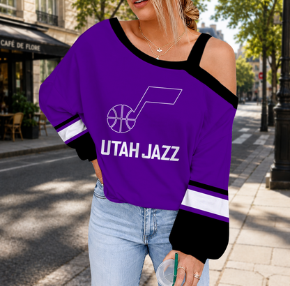 FINAL SALE - NEW CUSTOMIZED NBA29 UJZ UTAH JAZZ DROP SHOULDER SWEATSHIRT