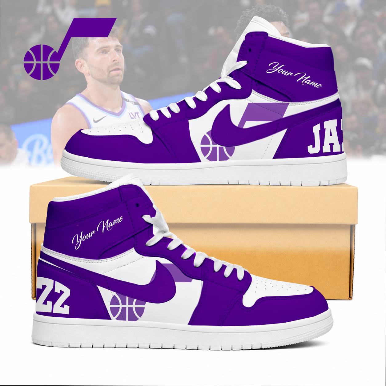 FINAL SALE - NEW CUSTOMIZED NBA29 UJZ UTAH JAZZ AIR JORDAN SNEAKERS
