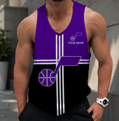 FINAL SALE - NEW CUSTOMIZED NBA29 UJZ UTAH JAZZ MEN'S TANK TOP