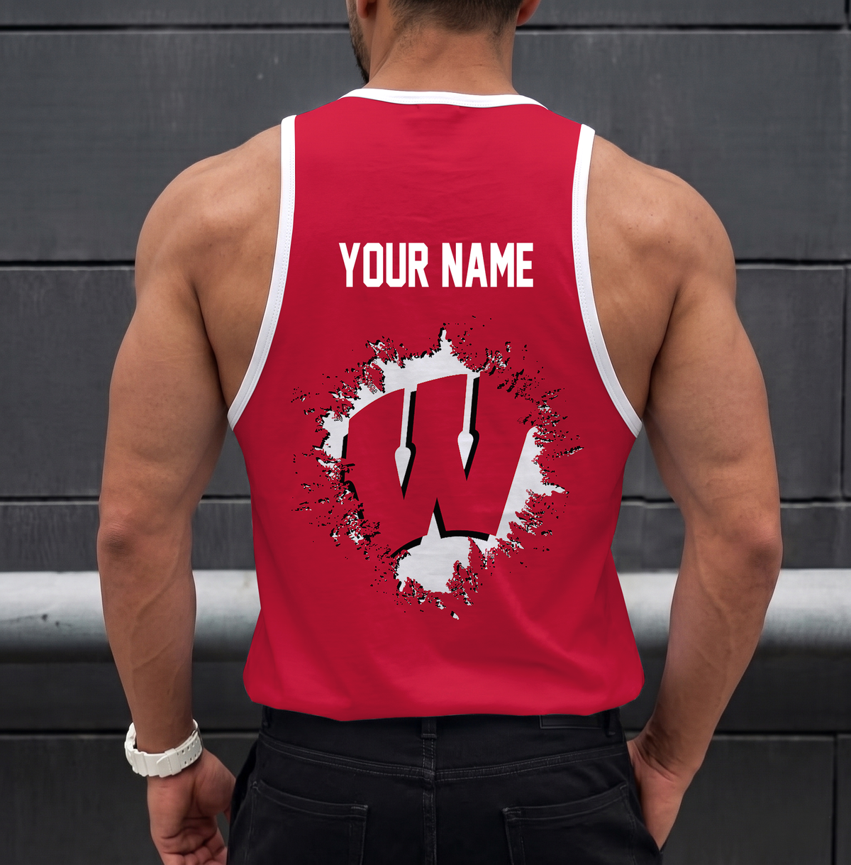 EXCLUSIVE EDTION - NEW CUSTOMIZED NCAA MAM29 WSB WISCONSIN BADGERS STRAPPY UNISEX TANK TOP