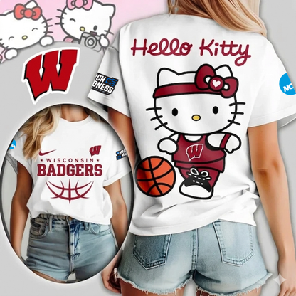 MEGA SALE - NEW CUSTOMIZED NCAA MAM29 WSB WS BADGERS HELLO KITTY T-SHIRT, SWEATSHIRT, HOODIE & ZIP HOODIE