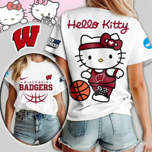 MEGA SALE - NEW CUSTOMIZED NCAA MAM29 WSB WS BADGERS HELLO KITTY T-SHIRT, SWEATSHIRT, HOODIE & ZIP HOODIE