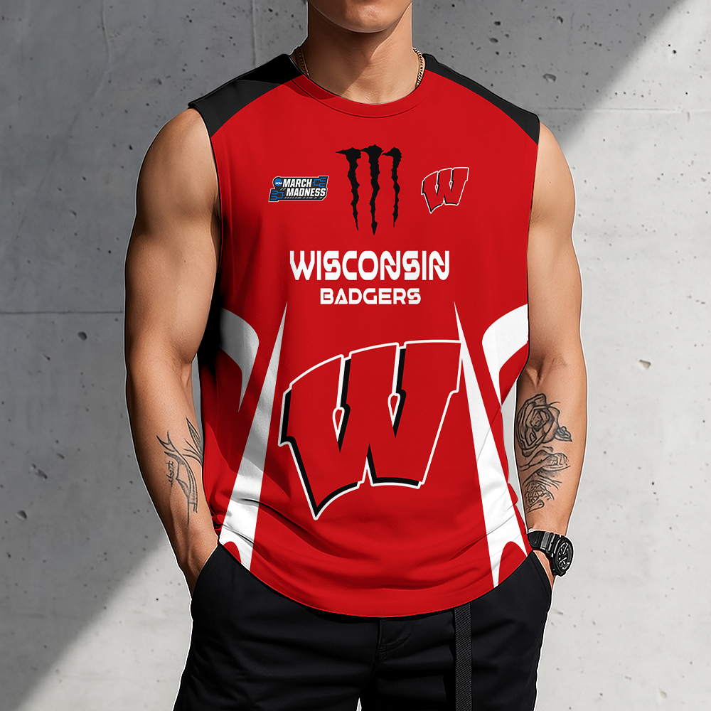ACTIVE OFFER - NEW CUSTOMIZED | NCAA MAM29 WSB WS BADGERS MEN'S GYM SHIRT