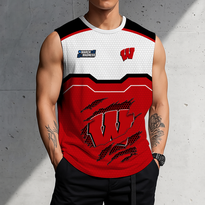 LIMITED EDITION - NEW CUSTOMIZED NCAA MAM29 WSB WISCONSIN BADGERS MEN'S GYM SHIRT