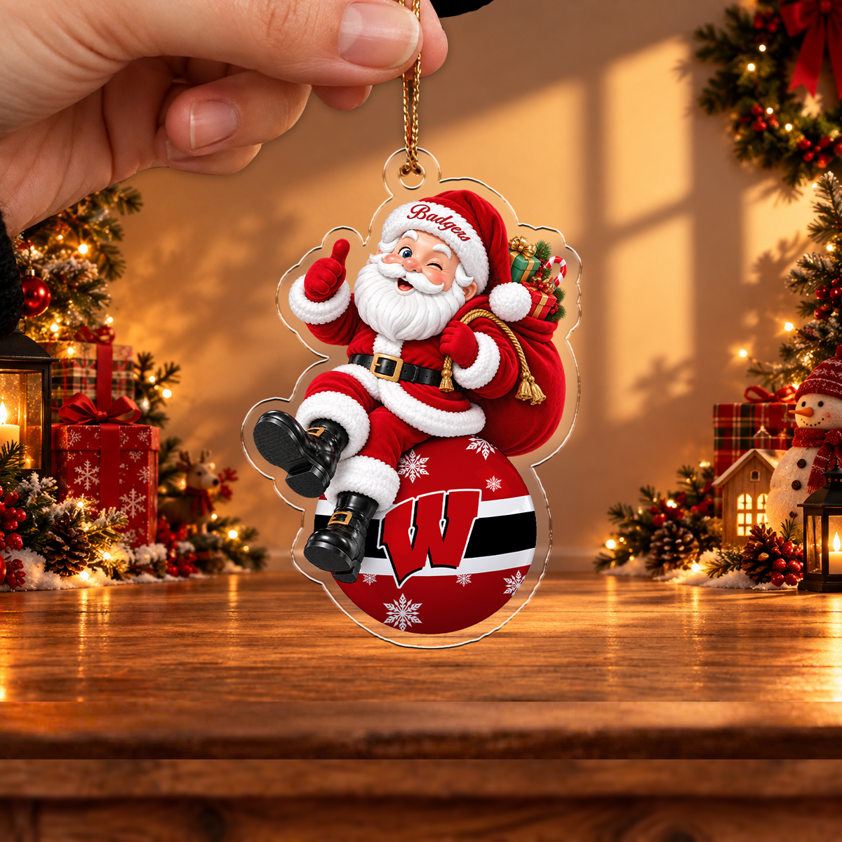 FLASH SALE - NEW CUSTOMIZED NCAA MAM29 WSB WISCONSIN BADGERS HALLOWEEN ACRYLIC ORNAMENT