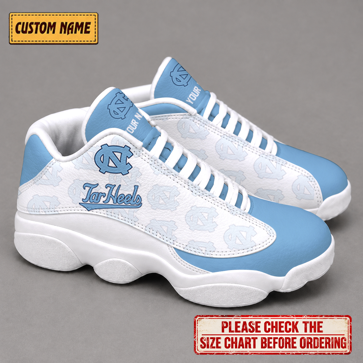 LIMITED EDITION - NEW CUSTOMIZED NCAA CWS29 NTH NORTH CAROLINA TAR HEELS AIR JORDAN 13 LOW TOP SNEAKER