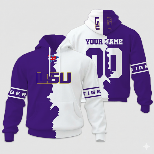 LIMITED EDITION - NEW CUSTOMIZED NCAA FBS29 LST LSU TIGERS UNISEX HOODIE & ZIP HOODIE
