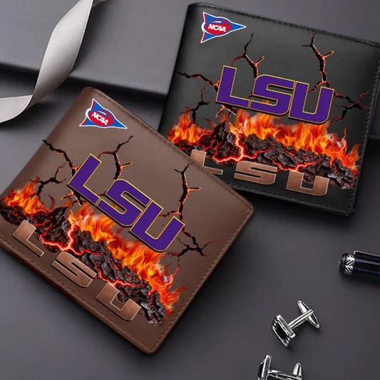 LIMITED EDITION - NEW CUSTOMIZED FBS NCAA29 LST LSU TIGERS LEATHER WALLET