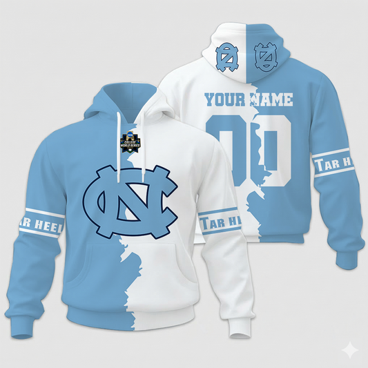 LIMITED EDITION - NEW CUSTOMIZED NCAA CWS29 NTH NC TAR HEELS UNISEX HOODIE & ZIP HOODIE