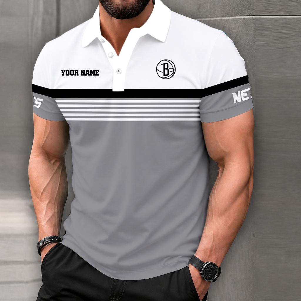FINAL SALE - NEW CUSTOMIZED NBA25 BNE BROOKLYN NETS POLO SHIRT