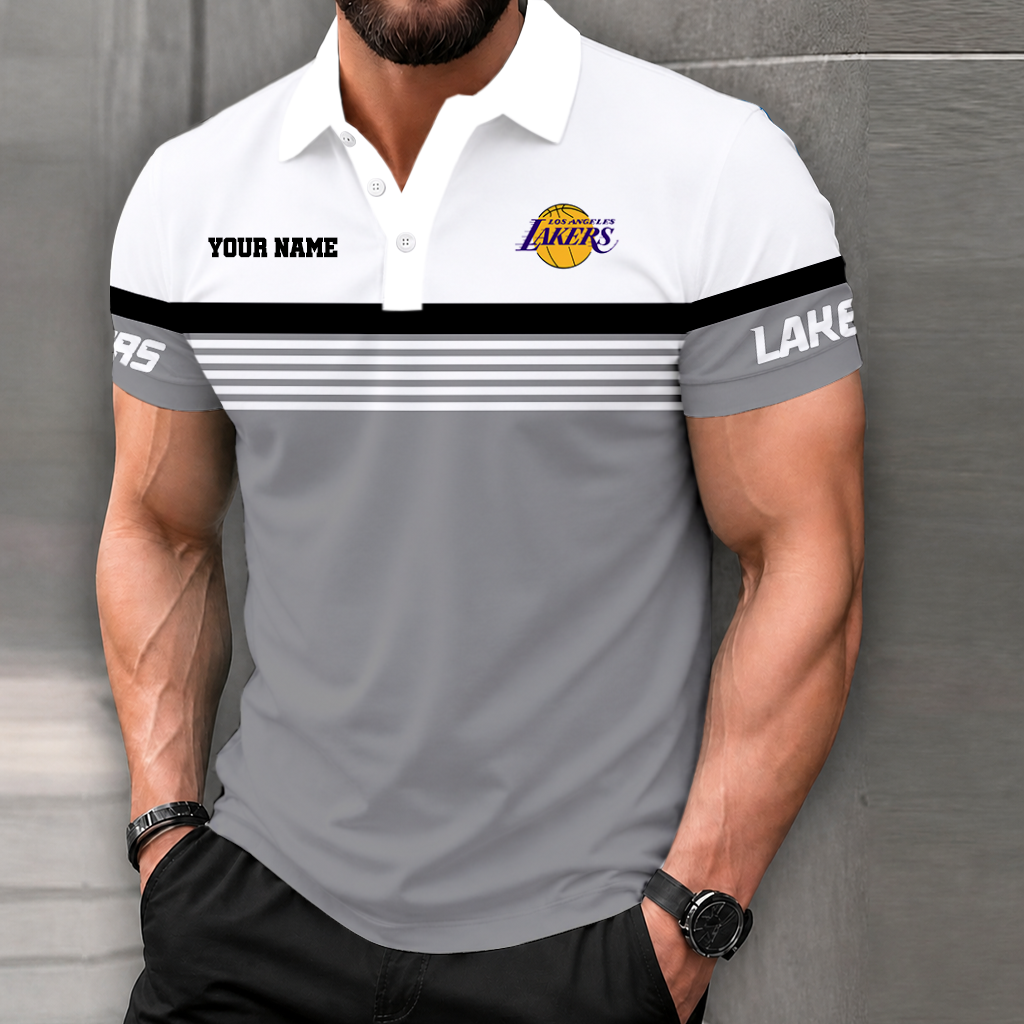FINAL SALE - NEW CUSTOMIZED NBA09 LLA LOS ANGELES LAKERS POLO SHIRT