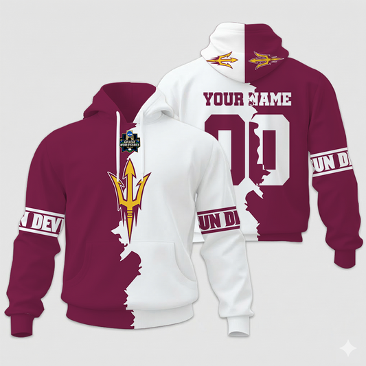 LIMITED EDITION - NEW CUSTOMIZED NCAA CWS02 ASS AS SUN DEVILS UNISEX HOODIE & ZIP HOODIE