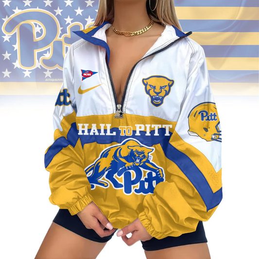 LIMITED EDITION - NEW CUSTOMIZED FBS NCAA02 PIP PI PANTHERS V-NECK ZIPPER SWEATSHIRT JACKET