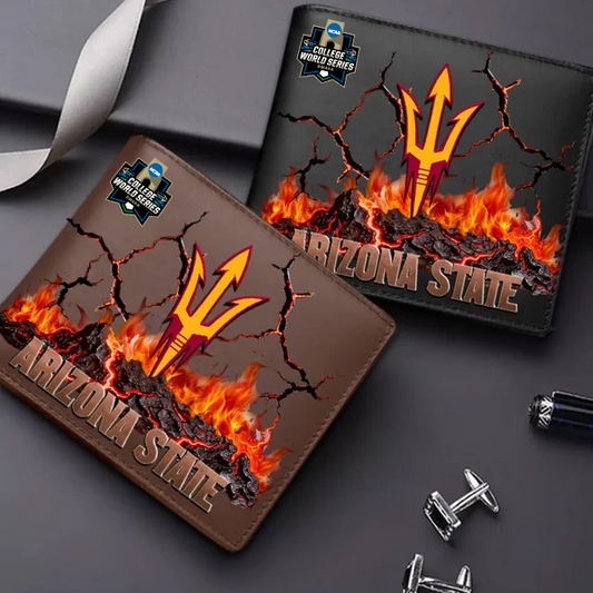 LIMITED EDITION - NEW CUSTOMIZED CWS NCAA02 ASS AS SUN DEVILS LEATHER WALLET