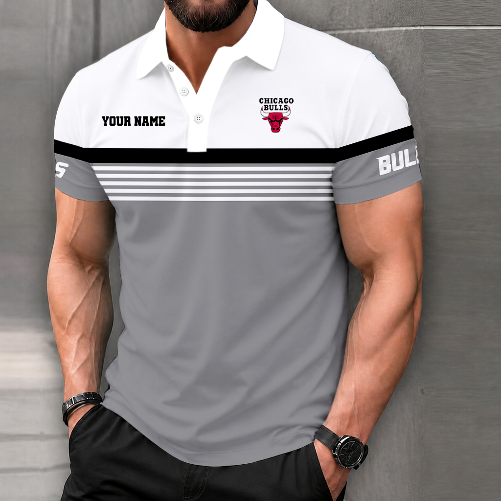 FINAL SALE - NEW CUSTOMIZED NBA19 CBU CHICAGO BULLS POLO SHIRT