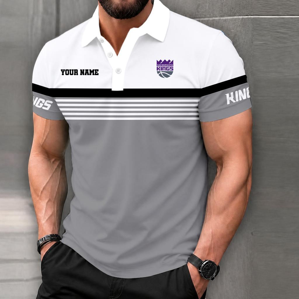 FINAL SALE - NEW CUSTOMIZED NBA16 SKI SACRAMENTO KINGS POLO SHIRT