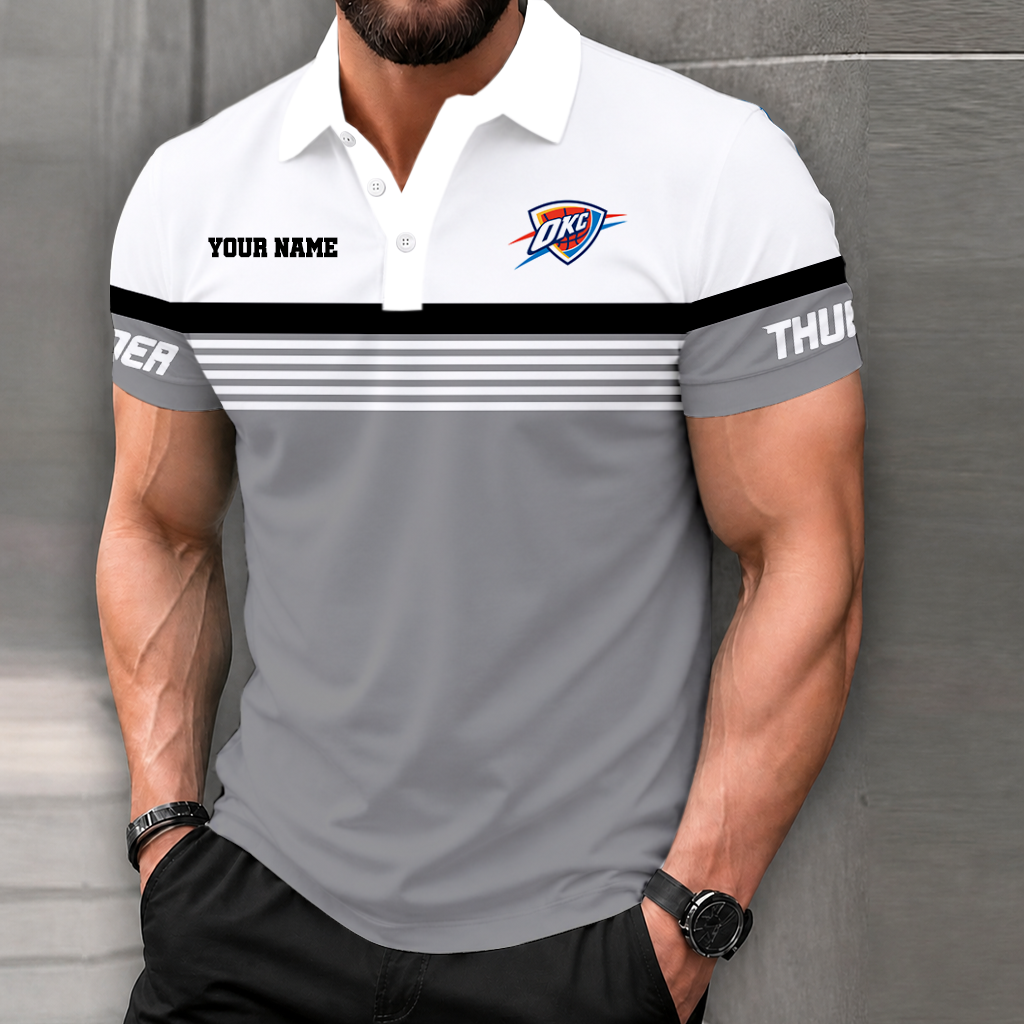 FINAL SALE - NEW CUSTOMIZED NBA01 OCT OKLAHOMA CITY THUNDER POLO SHIRT