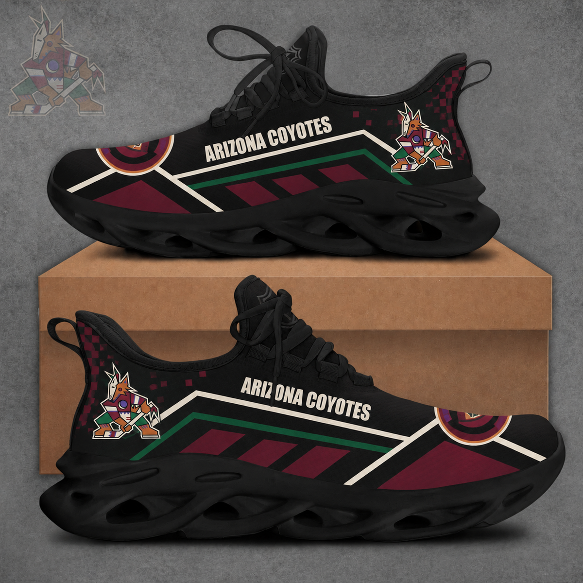 LIMITED EDITION - NEW CUSTOMIZED NHL30 AZC ARIZONA COYOTES CLUNKY SNEAKERS