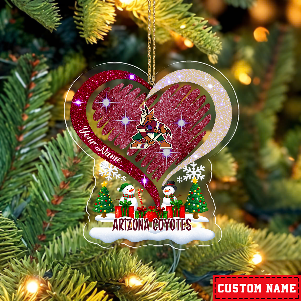 LIMITED EDITION - NEW CUSTOMIZED NHL30 AZC ARIZONA COYOTES CHRISTMAS ACRYLIC ORNAMENT