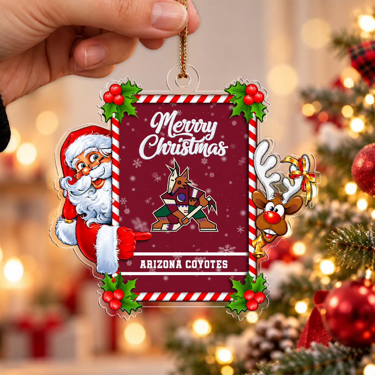 VIRAL EDITION - NEW CUSTOMIZED NHL30 AZC ARIZONA COYOTES CHRISTMAS ACRYLIC ORNAMENT