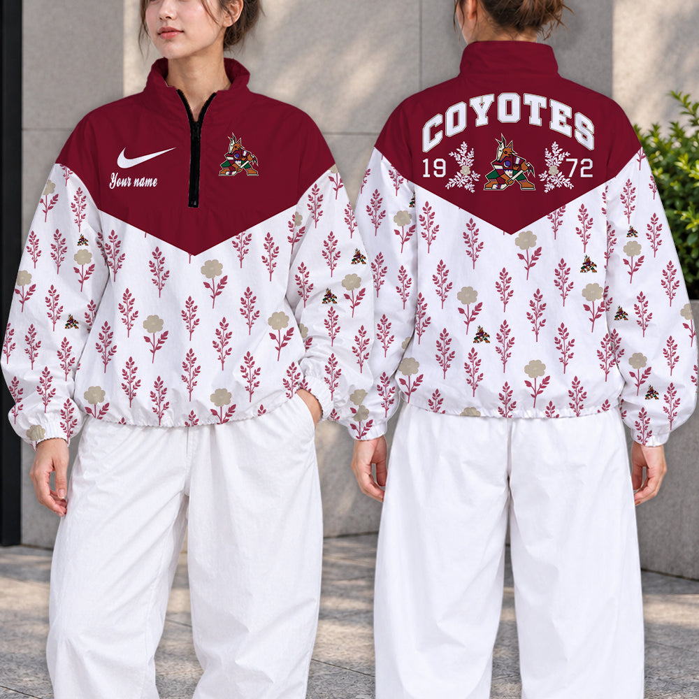 SPECIAL EDITION - NEW CUSTOMIZED NHL30 AZC ARIZONA COYOTES V-NECK ZIPPER SWEATSHIRT JACKET