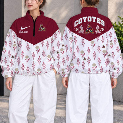 SPECIAL EDITION - NEW CUSTOMIZED NHL30 AZC ARIZONA COYOTES V-NECK ZIPPER SWEATSHIRT JACKET