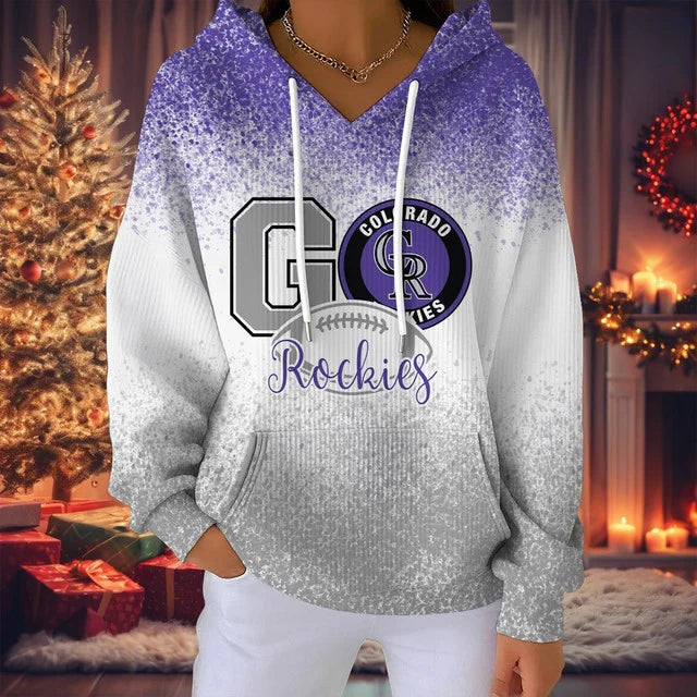 LIMITED EDITION - NEW CUSTOMIZED MLB30 COR COLORADO ROCKIES RIBBED HOODIE & SWEATSHIRT