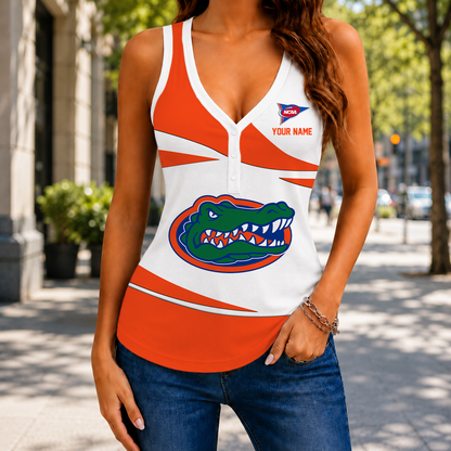 ELETE EDITION - NEW CUSTOMIZED NCAA FBS30 FLG FLORIDA GATORS WOMEN'S V-NECK TANK TOP
