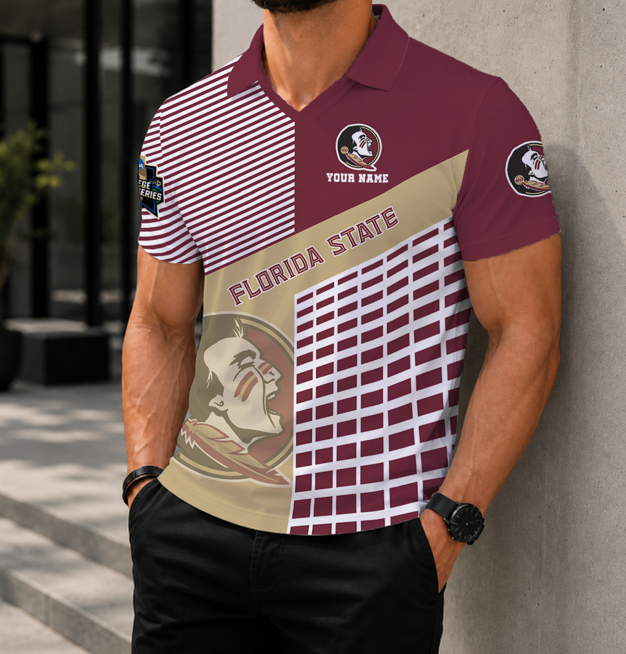 LIMITED EDITION - NEW CUSTOMIZED NCAA CWS30 FLS FLORIDA STATE SEMINOLES POLO SHIRT