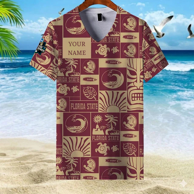 LIMITED EDITION - NEW CUSTOMIZED NCAA CWS30 FLG FL SEMINOLES V-NECK FEMALE SHIRT