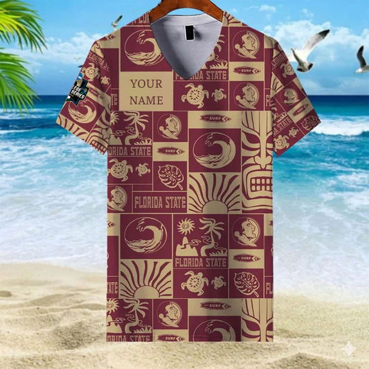 LIMITED EDITION - NEW CUSTOMIZED NCAA CWS30 FLG FL SEMINOLES V-NECK FEMALE SHIRT