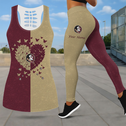 LIMITED EDITION - NEW CUSTOMIZED NCAA CWS30 FLS FLORIDA STATE SEMINOLES LEGGINGS & HOLLOW TANK TOP SET