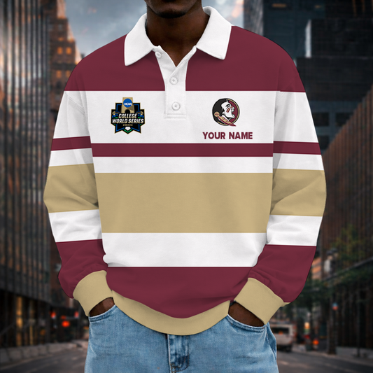 MEGA SALE - NEW CUSTOMIZED CWS NCAA30 FLS FL SEMINOLES UNISEX LONG SLEEVE POLO