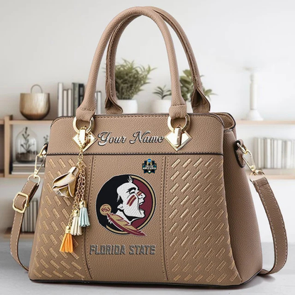 VIRAL EDITON - NEW CUSTOMIZED NCAA CWS30 FLS FL SEMINOLES ZIP HANDBAG MULTICOLOR