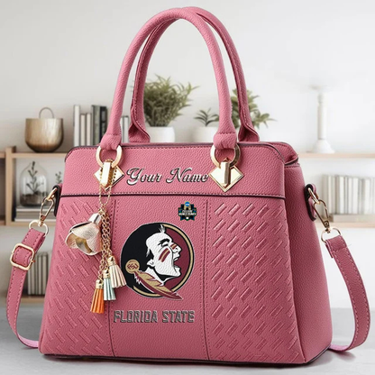 VIRAL EDITON - NEW CUSTOMIZED NCAA CWS30 FLS FL SEMINOLES ZIP HANDBAG MULTICOLOR