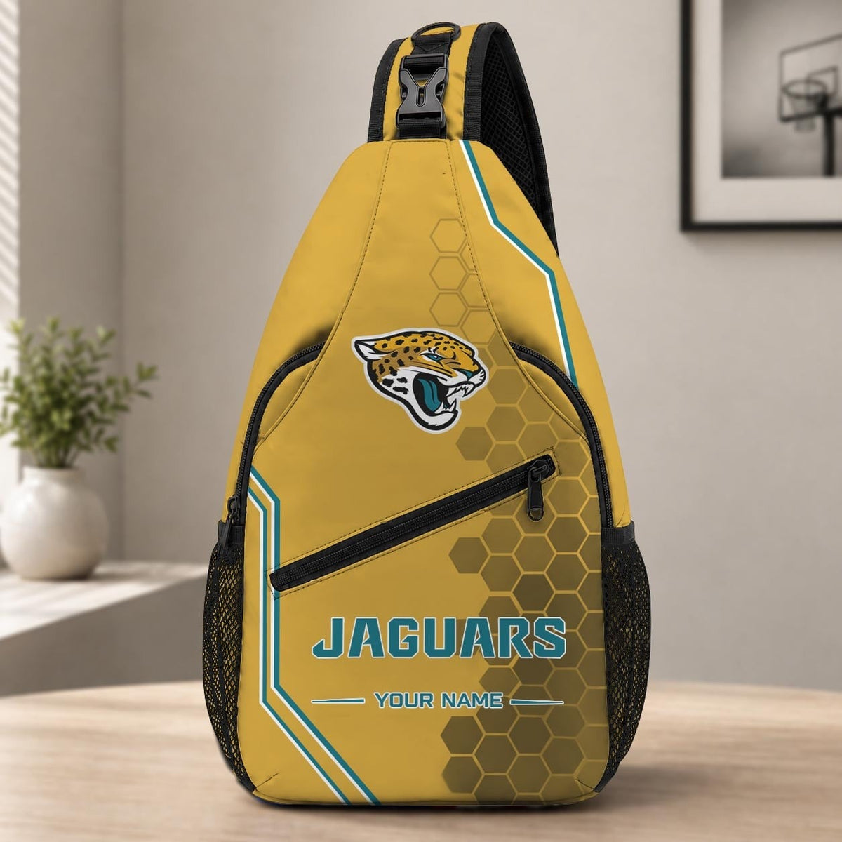 ELITE EDITION - NEW CUSTOMIZED NFL30 JSJ JACKSONVILLE JAGUARS SLING BAG