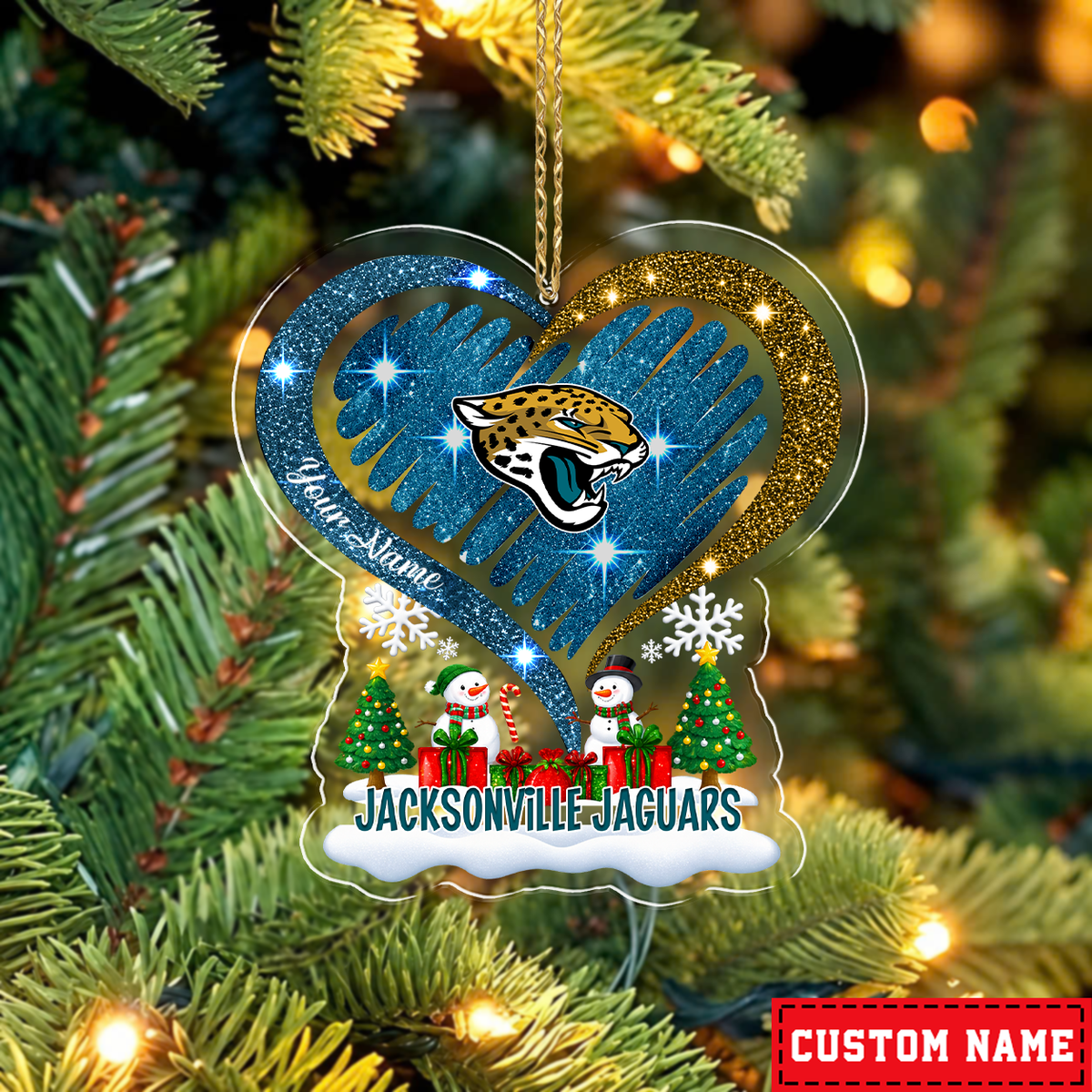 LIMITED EDITION - NEW CUSTOMIZED NFL30 JSJ JACKSONVILLE JAGUARS CHRISTMAS ACRYLIC ORNAMENT