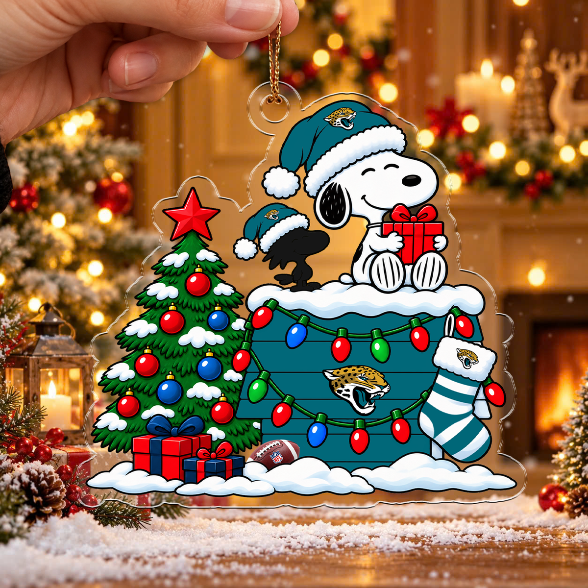 HOT DEAL - NEW CUSTOMIZED NFL30 JSJ JACKSONVILLE JAGUARS CHRISTMAS ACRYLIC ORNAMENT