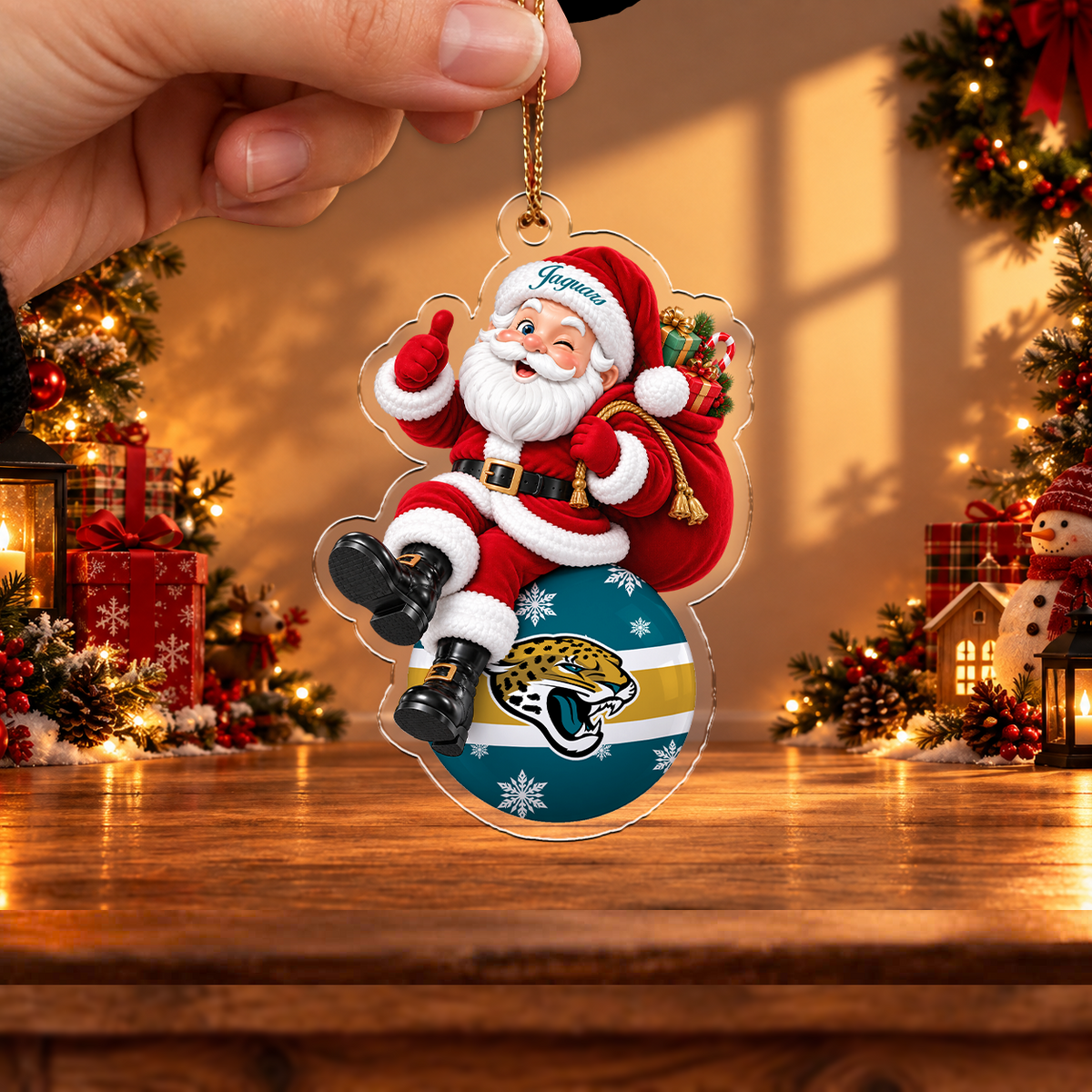 VIRAL EDITION - NEW CUSTOMIZED NFL30 JSJ JACKSONVILLE JAGUARS CHRISTMAS ACRYLIC ORNAMENT