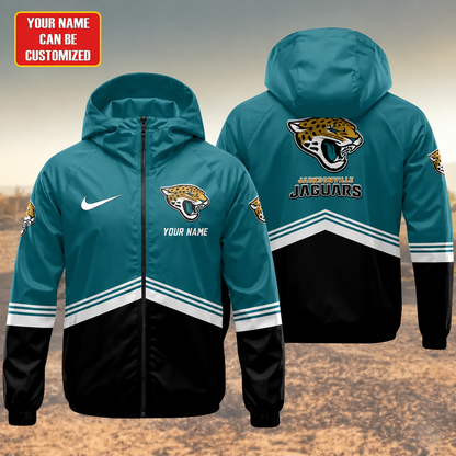 LIMITED EDITION - NEW CUSTOMIZED NFL30 JSJ JACKSONVILLE JAGUARS UNISEX WINDBREAKER JACKET