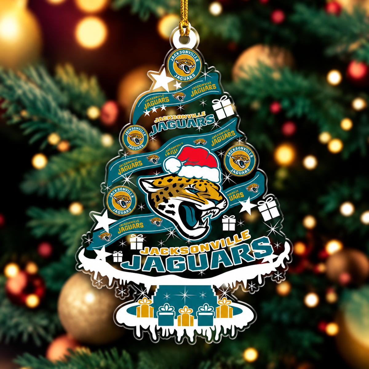 SPECIAL EDITION - NEW CUSTOMIZED NFL30 JSJ JACKSONVILLE JAGUARS CHRISTMAS ACRYLIC ORNAMENT