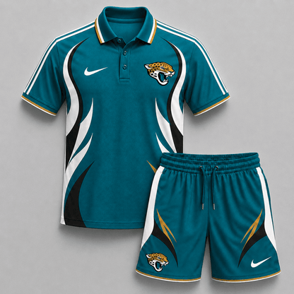EXCLUSIVE EDITION - NEW CUSTOMIZED | NFL30 JSJ JACKSONVILLE JAGUARS POLO SHIRT & SHORT PANTS SET